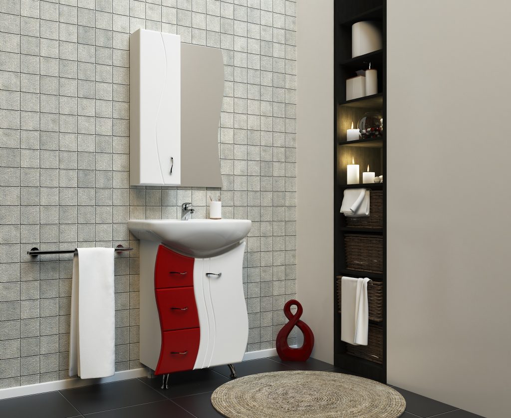 Комплект Лагуна красный, Milano, Мебель для ванных комнат