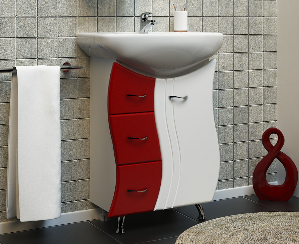 Тумба Лагуна красная, Milano, Мебель для ванных комнат