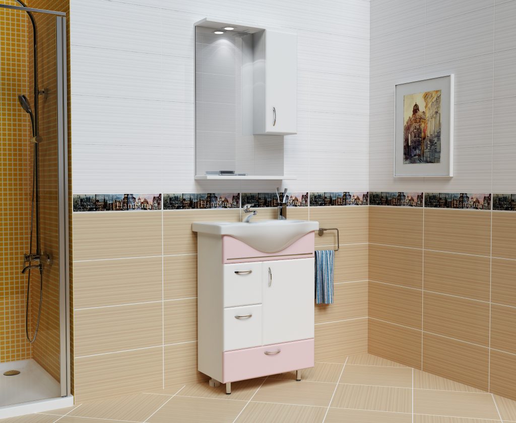 Комплект Мария Розовый, Milano, Мебель для ванных комнат